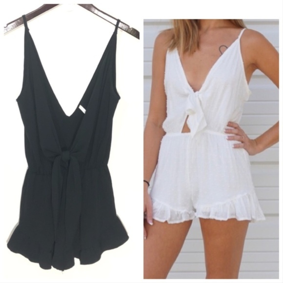 sage Pants - 3/$20 SAGE Deep Plunge Bow Romper